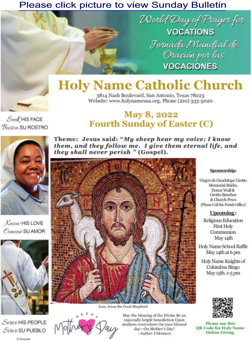 May 08, 2022 Sunday Bulletin | Holy Name Catholic Church