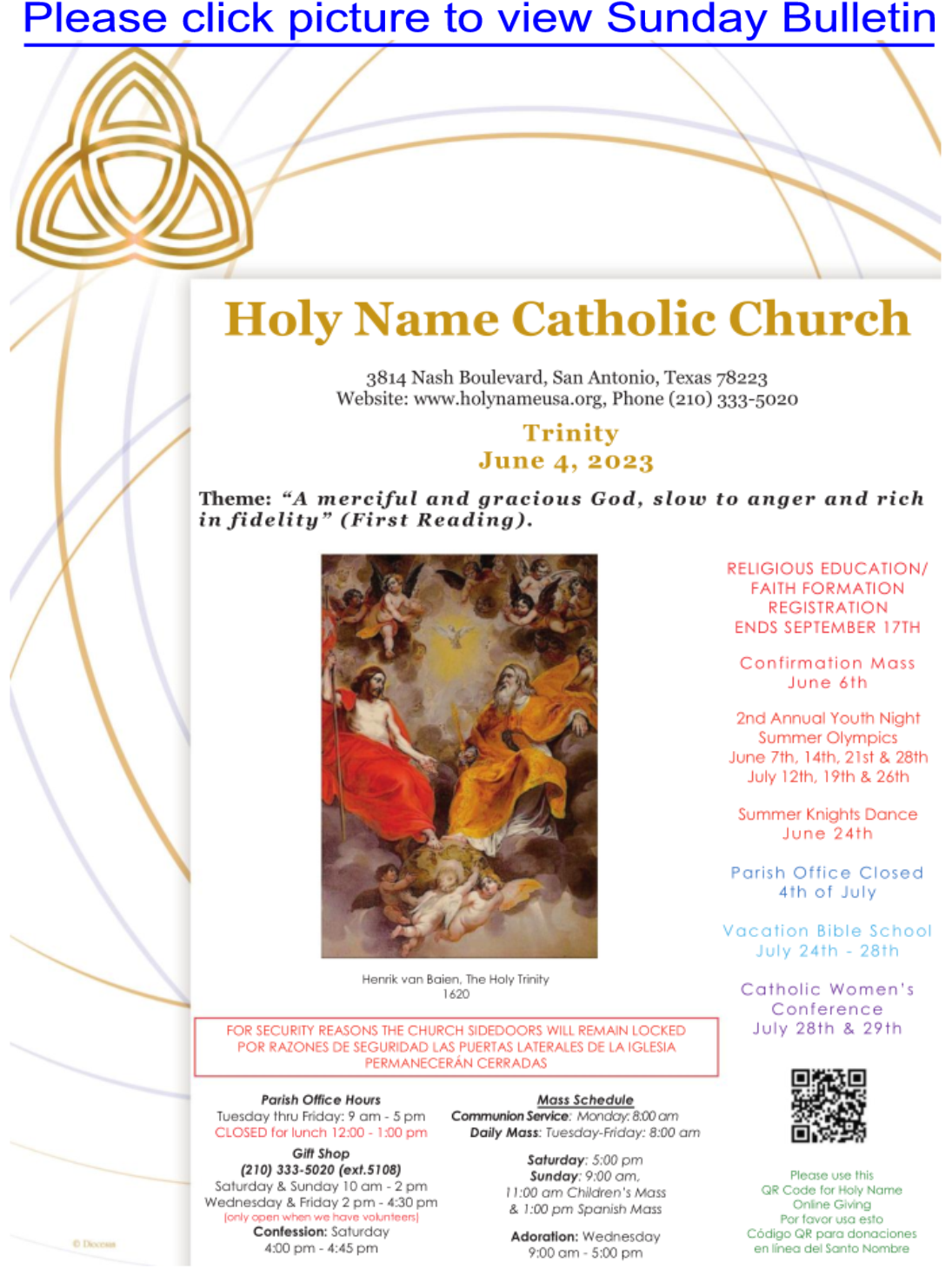 Holy Name Catholic Church Sunday Bulletin June 04, 2023 | Holy Name ...