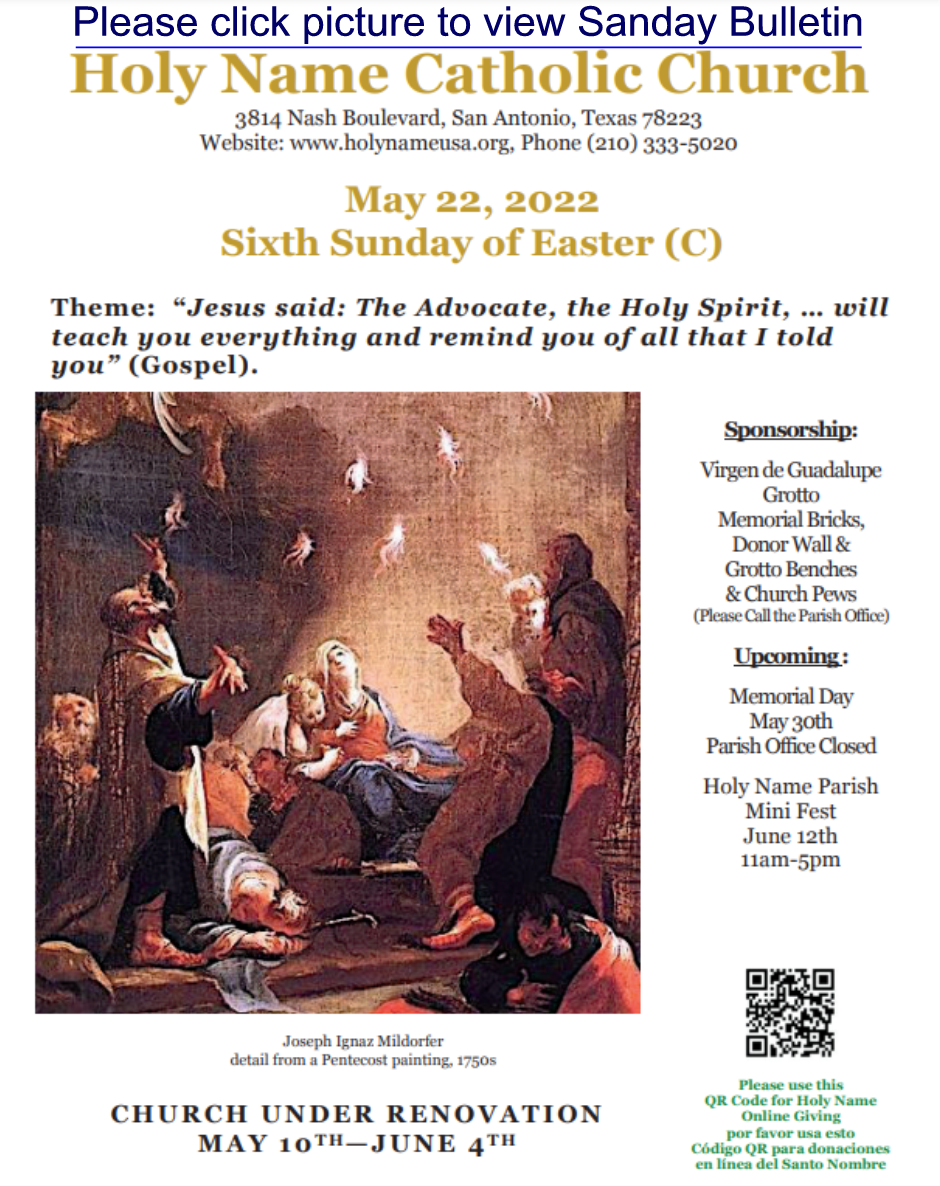 May 22, 2022 Sunday Bulletin | Holy Name Catholic Church